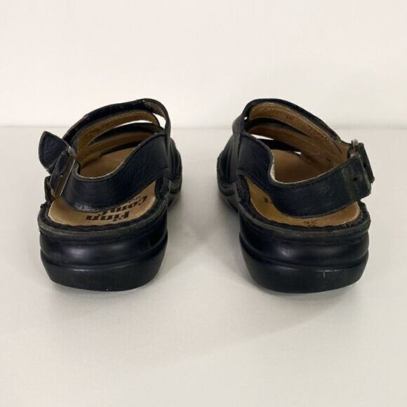 Finn Comfort Black Leather Slingback Three Strap Sandals - Picture 5 of 7